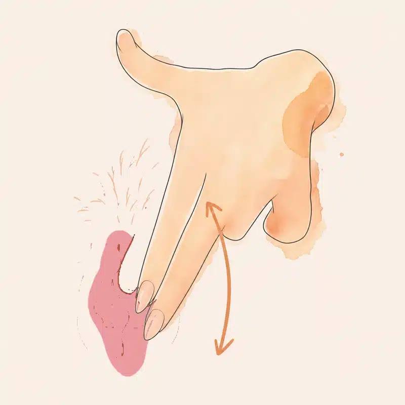 Schema: due dita lungo la vulva scorrono su e giù